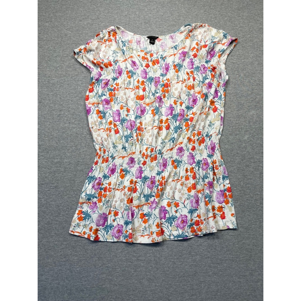 Women's Ann Taylor Floral blouse Size M White Multi